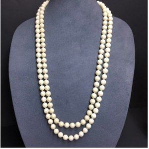 VTG Pop Bead Necklaces Two Opaque Off White As Is Adjustable Retro